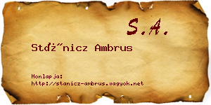 Stánicz Ambrus névjegykártya